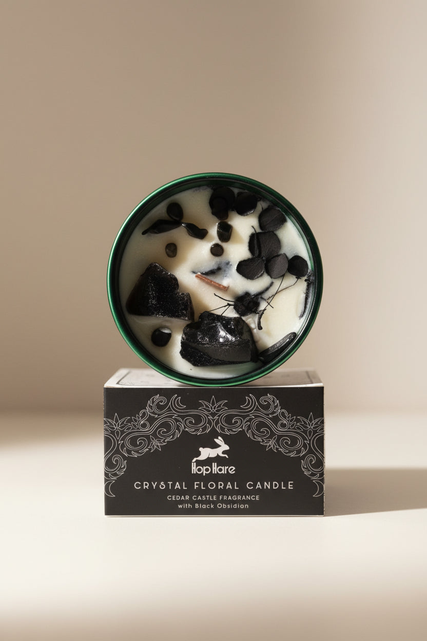 Hop Hare Crystal Magic Flower Candle - The Knight of Swords