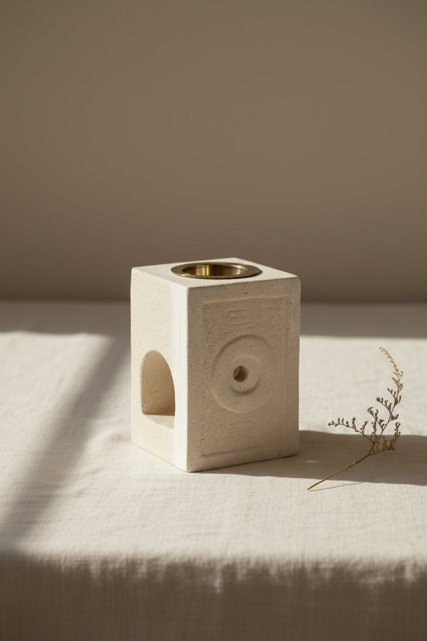 Stone Oil Burner - Square Moorish