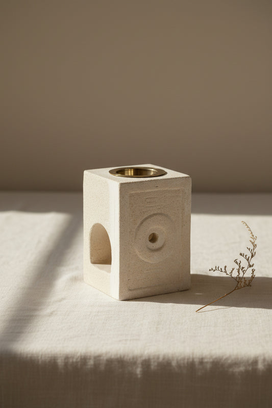 Stone Oil Burner - Square Moorish