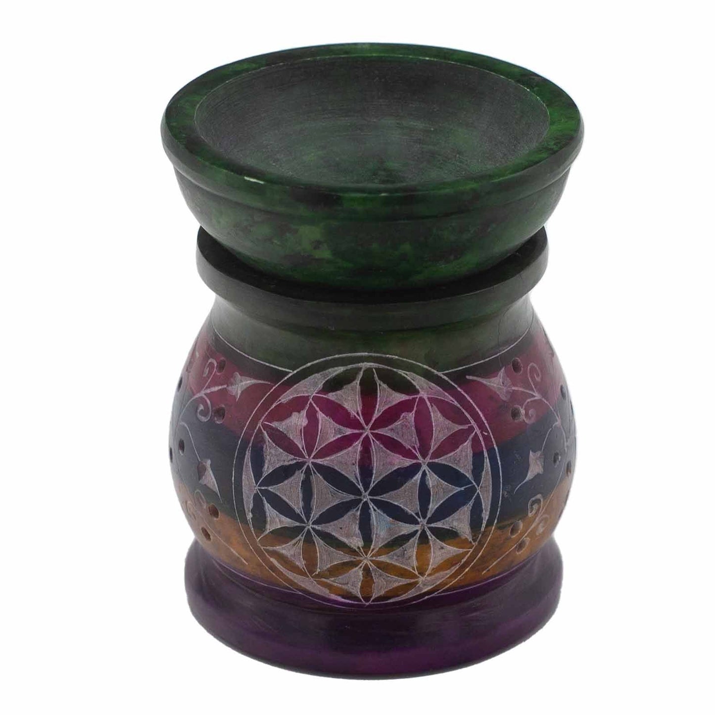 Soapstone Oil Burner - Flower of Life