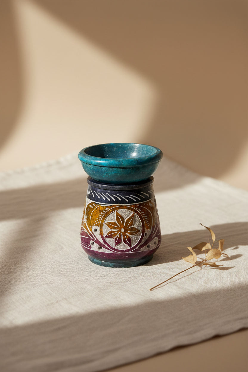 Small Coloured Soapstone Oil Burner