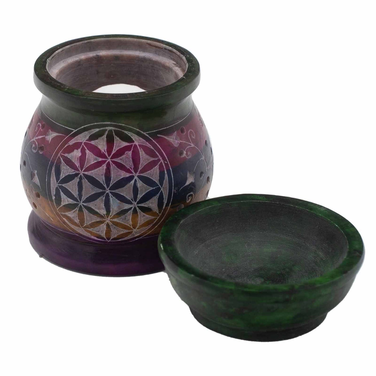 Soapstone Oil Burner - Flower of Life