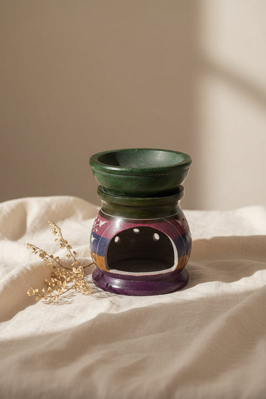 Soapstone Oil Burner - Flower of Life