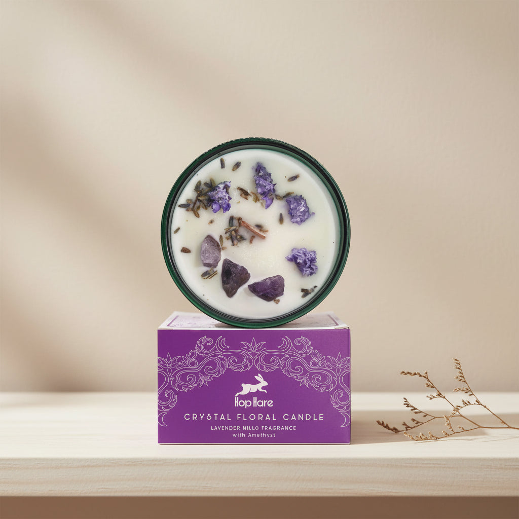 Hop Hare Crystal Magic Flower Candle - The Moon